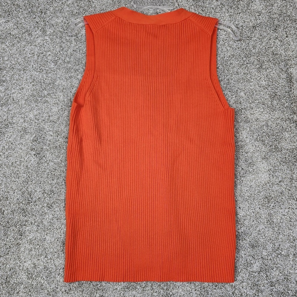J. Crew Ribbed lace-up sweater Women's Large Orange V-Neck Stretch - Picture 5 of 7